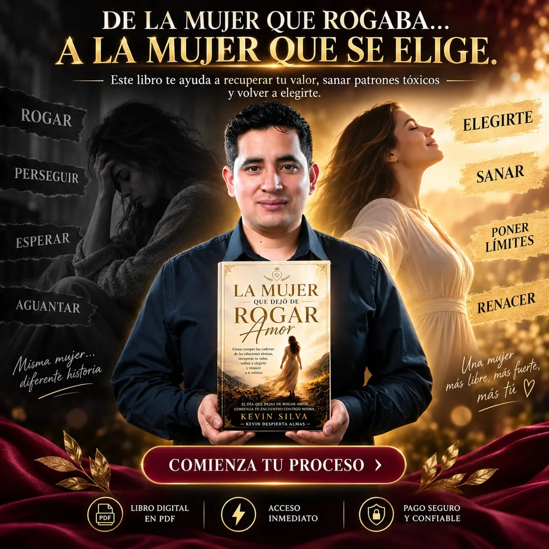 De la mujer que rogaba a la mujer que se elige, con Kevin Silva sosteniendo el libro
